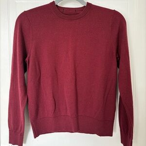 Uniqlo Women's Burgundy Merino Crew Neck Sweater